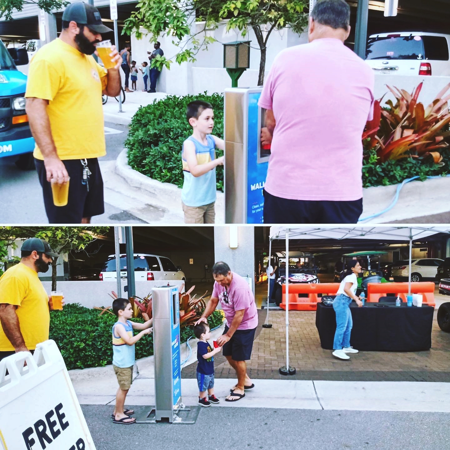 Children and parents using EVENTA Portable Bottle Refill Station