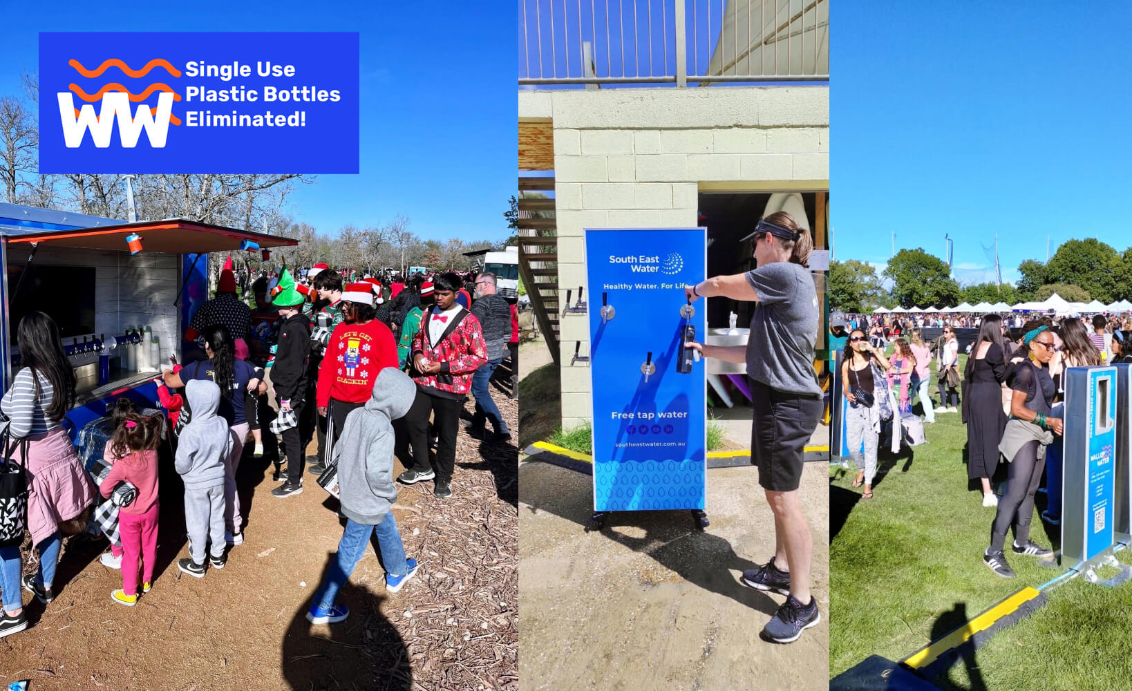 Event participant are queuing for hydration stations which is an essential element of any successful event.