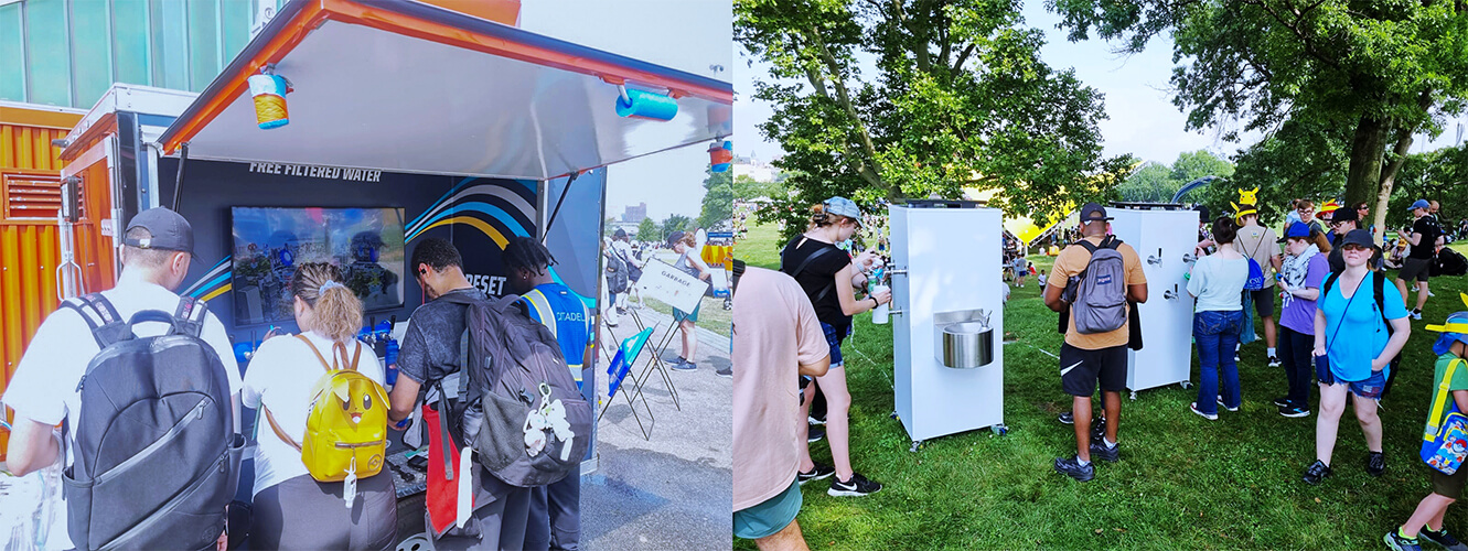 Wallop Water USA Trailer Bars and Monster Bars with Fountains served chilled, triple-filtered water, ensuring everyone stayed refreshed and hydrated