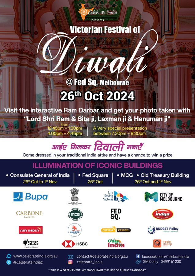 Victorian Festival of Diwali 2024 in Melbourne poster.