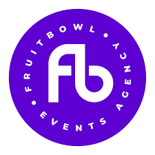 Fruitbowl Events Agency logo, purple circle design.