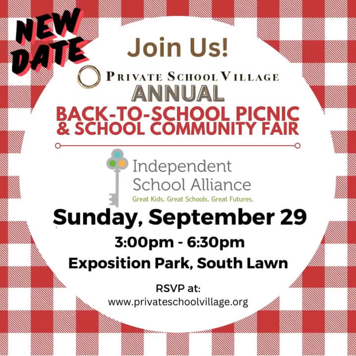 Flyer for Private School Village annual back-to-school picnic.