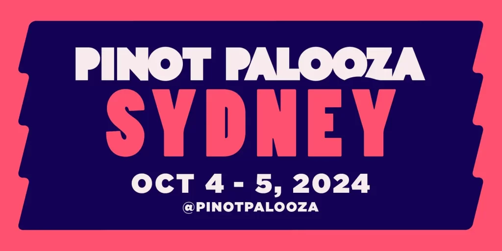 Pinot Palooza Sydney 2024 Banner in purple and pink