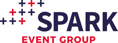 Spark Event Group logo with blue and red crosses.