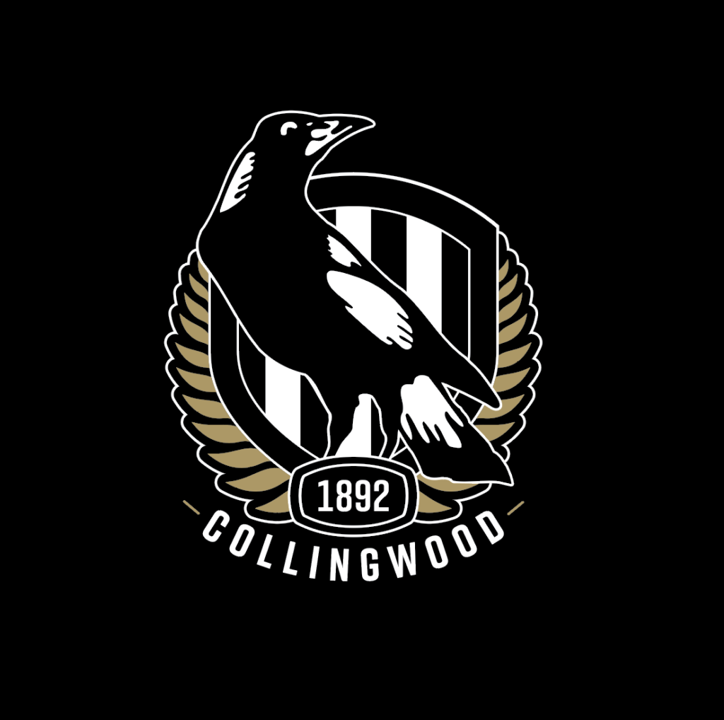 Collingwood Magpies logo with shield and laurel