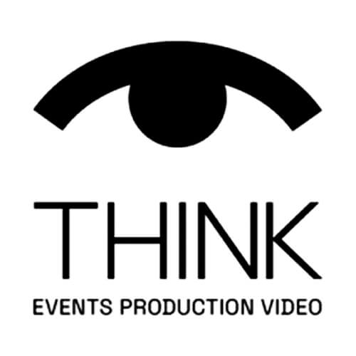 Think Events Production Video logo with eye design.