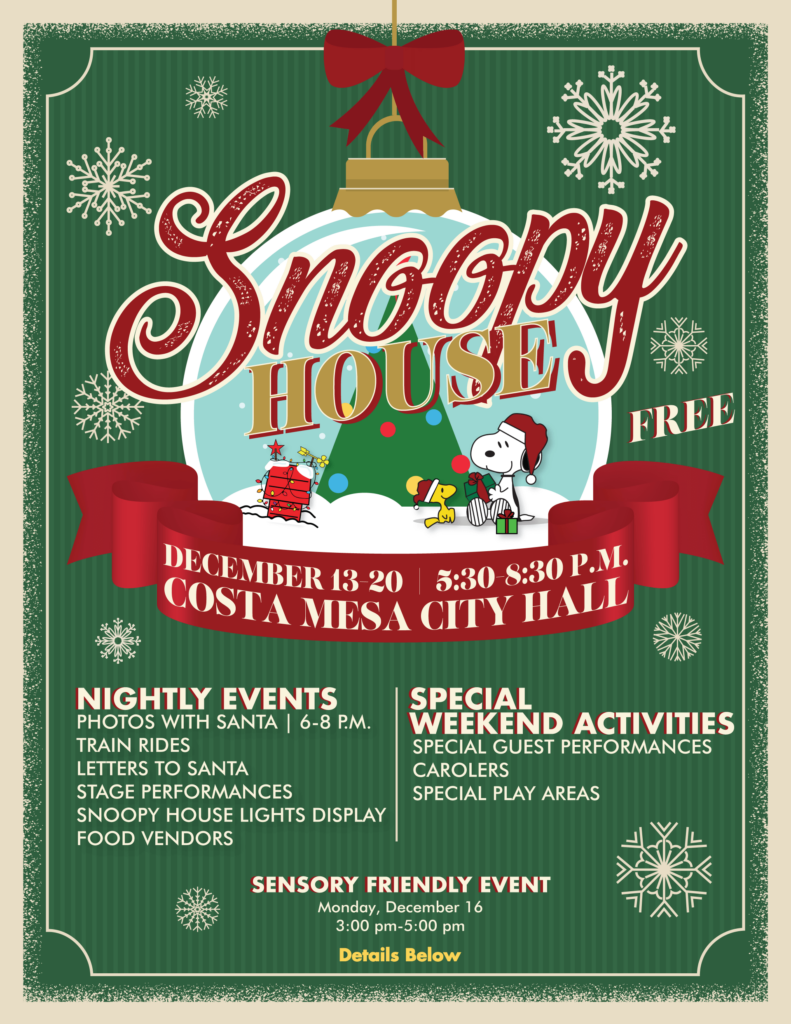 Snoopy House holiday event at Costa Mesa City Hall.