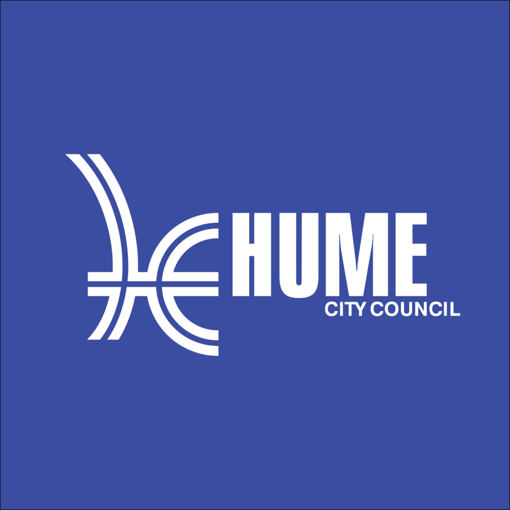 Hume City Council logo on blue background