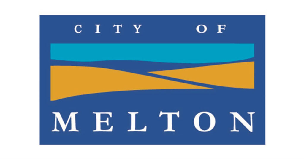 City of Melton logo with abstract design.