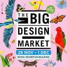 Big Design Market flyer with birds and flowers.