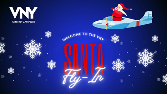 Santa flying in at Van Nuys Airport event