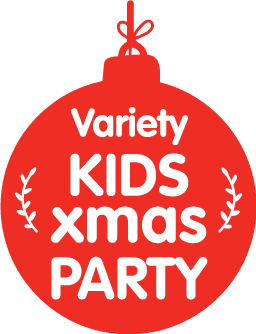 Red ornament with Kids Xmas Party text