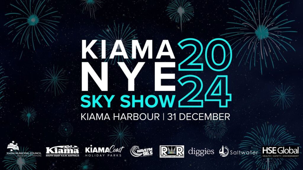 Kiama NYE 2024 Sky Show event poster.