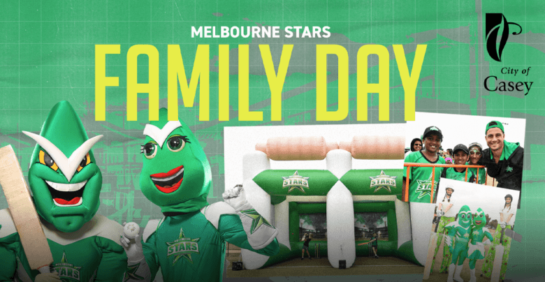 Melbourne Stars Family Day event with mascots.