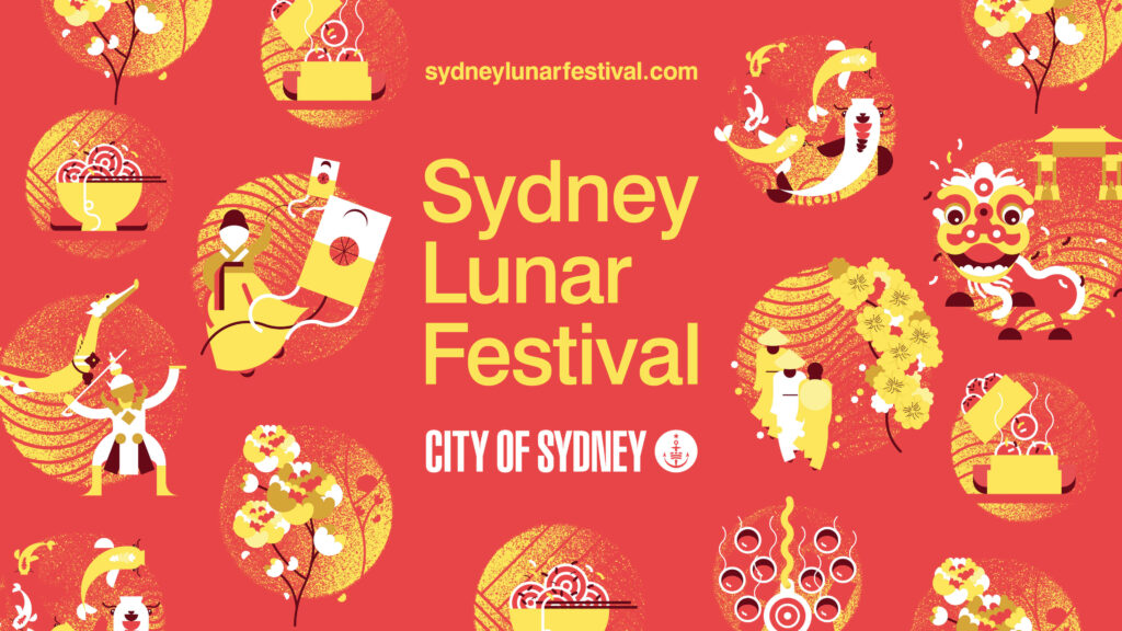 Sydney Lunar Festival promotional poster with illustrations.