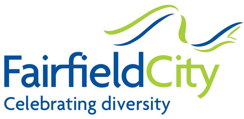 Fairfield City logo, celebrating diversity slogan.