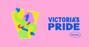 Victoria's Pride colorful celebration logo.