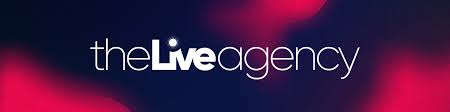 The Live Agency logo with abstract background