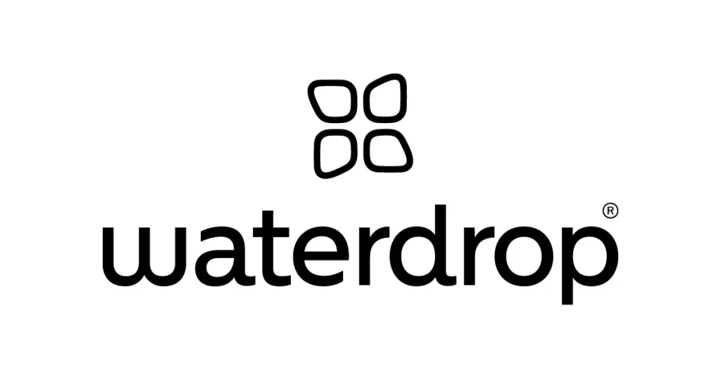 Waterdrop logo with abstract shape above text