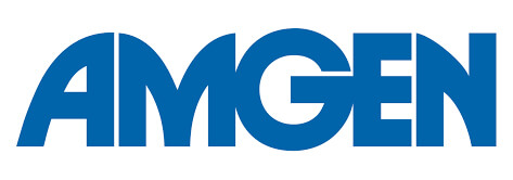 Amgen logo in blue font