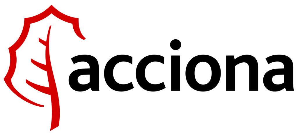 Acciona logo in red and black