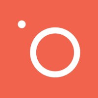 Orange circle with small dot on red background