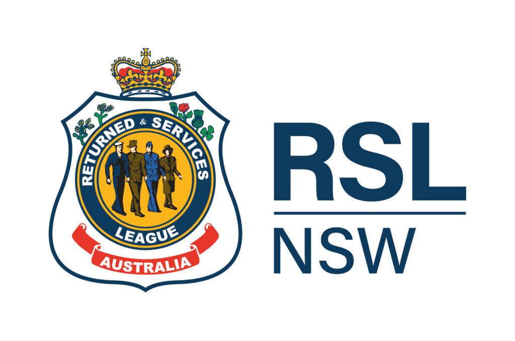 RSL NSW logo with service members illustration.
