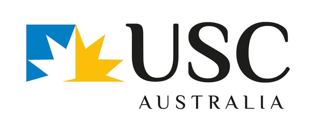 USC Australia logo with abstract leaf