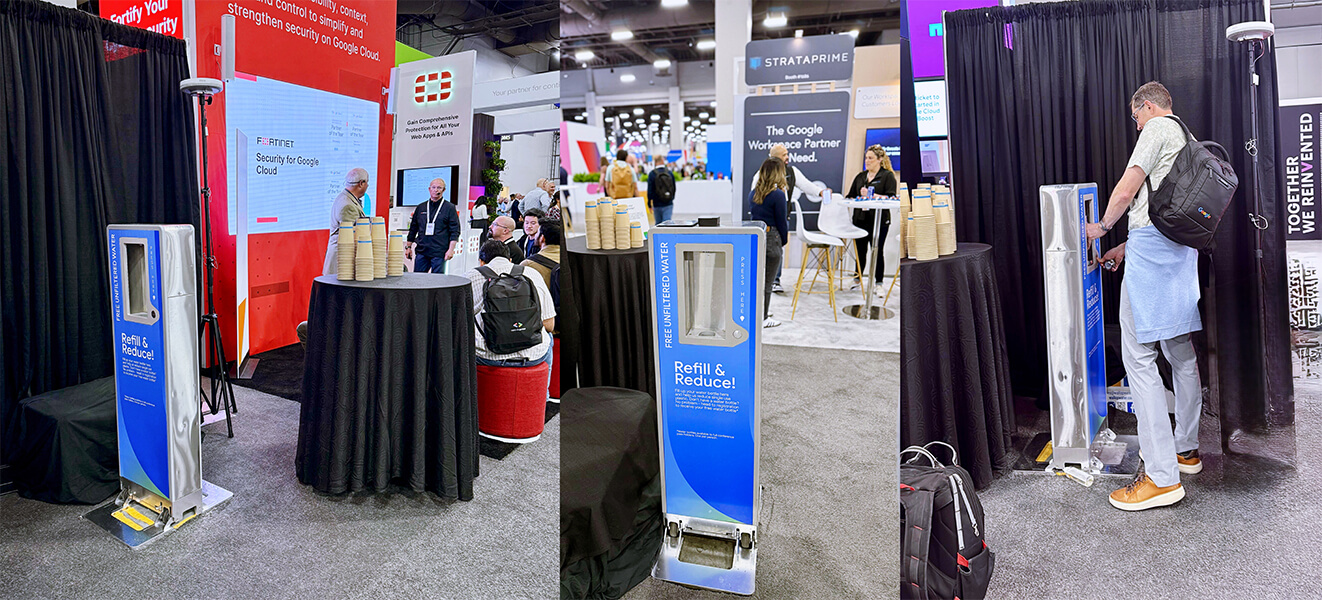 EVENTA Hydration Stations Quenching Thirst and redefining standards and tech exhibits at at the Google Cloud Next 2025.