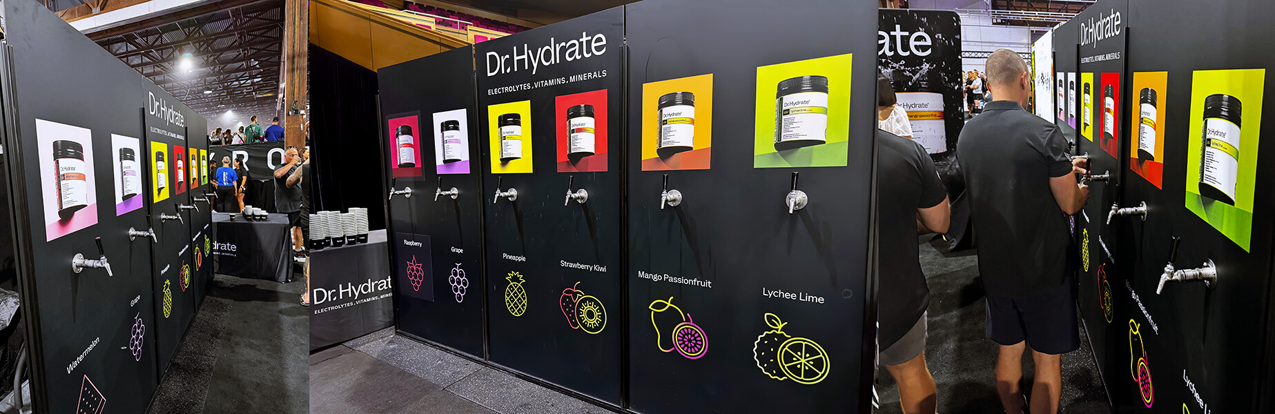 Dr. Hydrate vitamin drink dispensers at event.