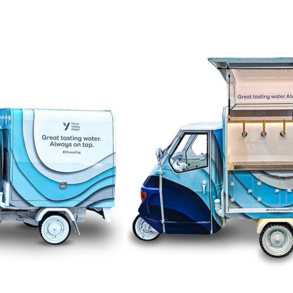 Custom Build Yarrar Valley Water APE Van 50 with opened and closed awning