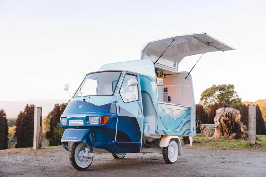 Mobile beverage cart outdoors in scenic area