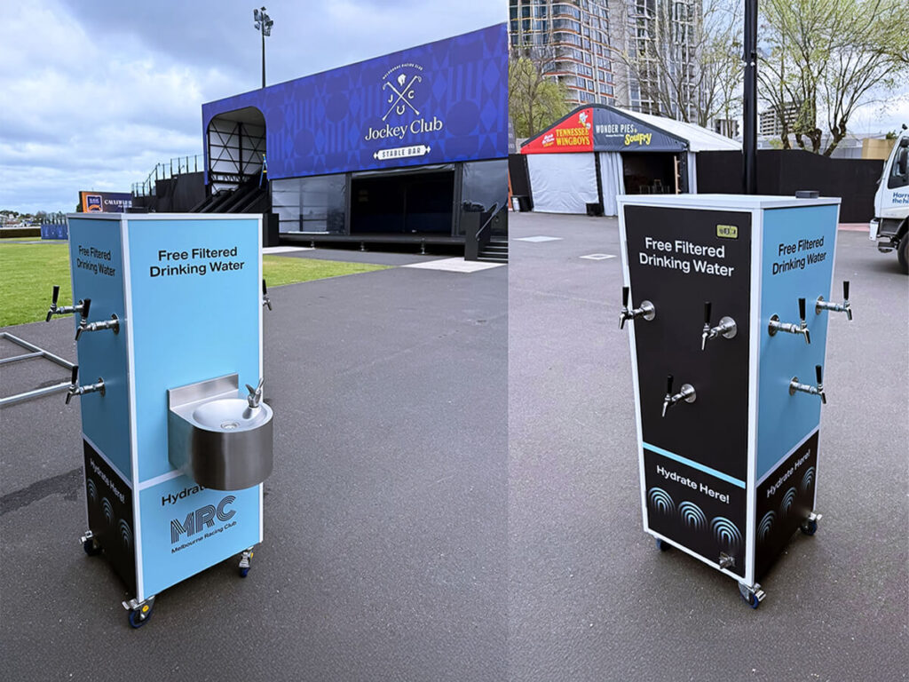 Free filtered drinking water station outdoors.