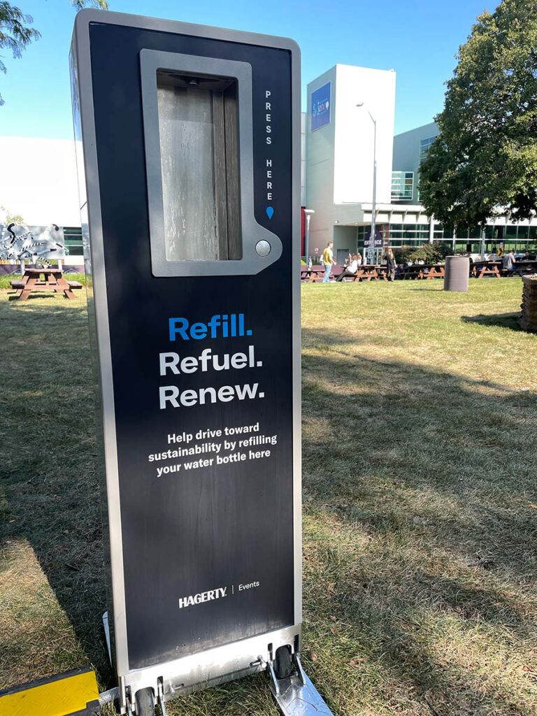 Water refill station for sustainability outdoors.