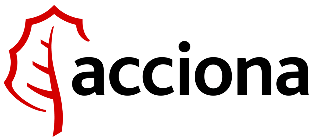 Acciona logo in red and black