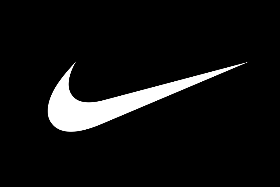 Nike swoosh logo on black background
