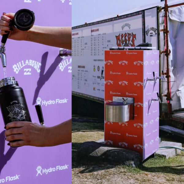 Filling water bottle at outdoor station