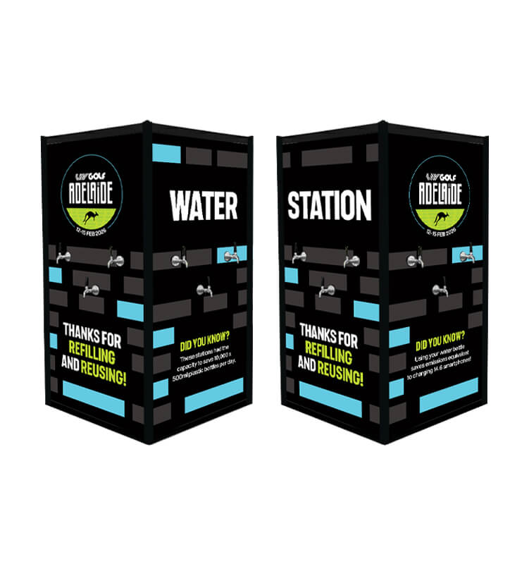 Water refill stations at golf event