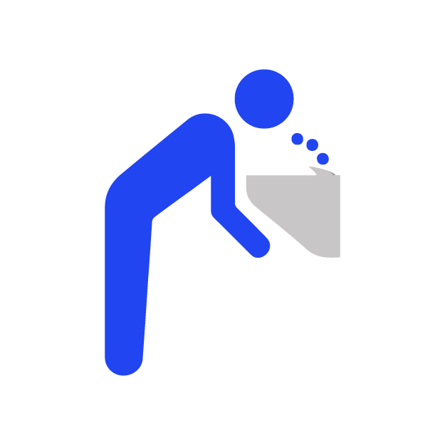 Person vomiting into sink icon