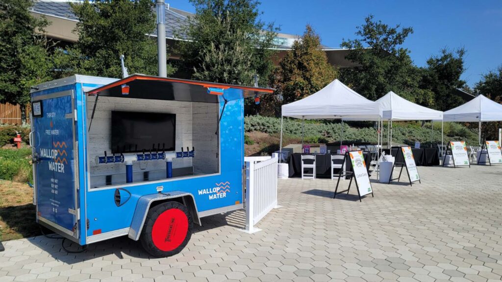 Mobile water station and event tents outdoors