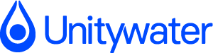 Unitywater logo with blue droplet