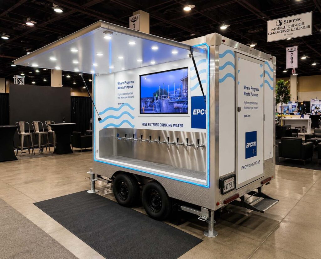 Mobile trailer with free filtered water taps