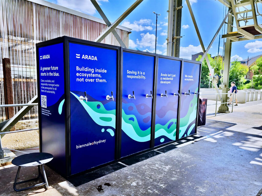 ARADA branded outdoor water refill stations